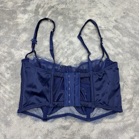 NWT Victorias Secret Dream Angels Unlined Balconet Blue Satin Bra Sz 32B - Picture 4 of 12